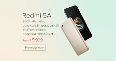 Xiaomi Redmi 5A is Available in Pre-Order Sale