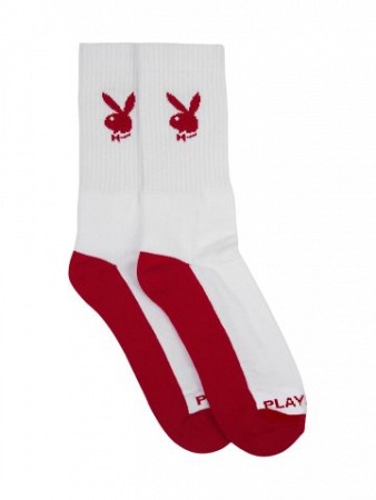 Playboy Men White Red Socks