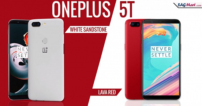 OnePlus 5T Sandstone White and Lava Red