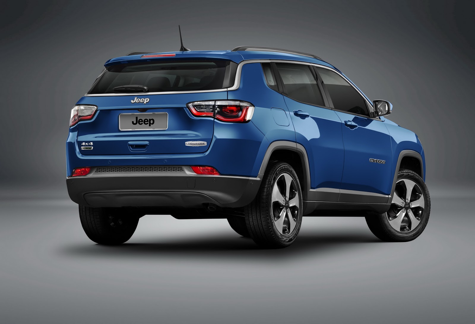 India-bound Jeep Compass from rear three quarter