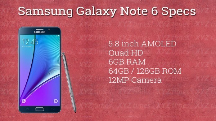 Rumored specs of Galaxy Note 6 Phablet