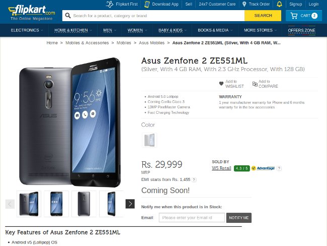 Asus ZenFone 2 ZE551ML 128GB Model 