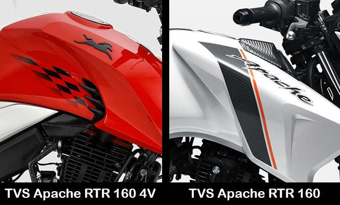 TVS Apache RTR 160 4V vs TVS Apache RTR 160 Design