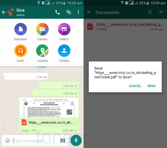 Earlier WhatsApp Included Document sharing Feature