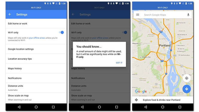 Google Maps might use a little amount of mobile data