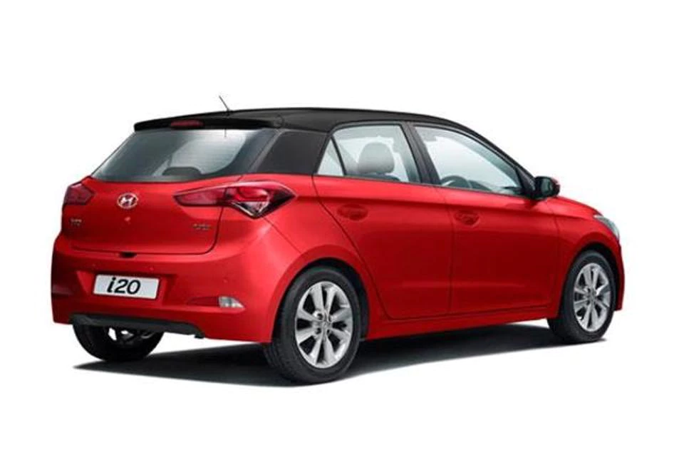  Hyundai Elite i20 Facelift India Red and Black Body Colour Side Rear Profile