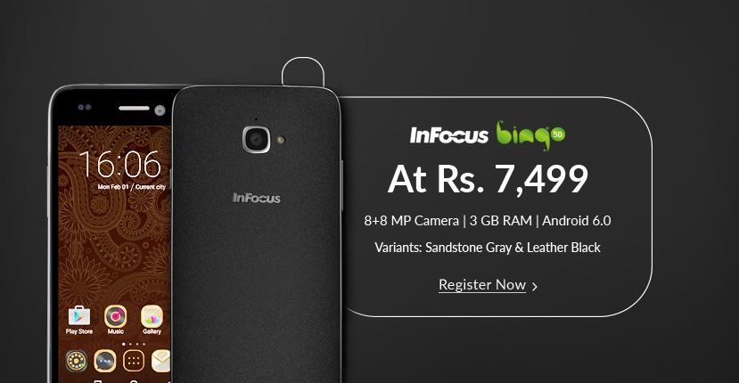 InFocus Bingo 50 smartphone has been priced Rs 7,499 for Indian Market