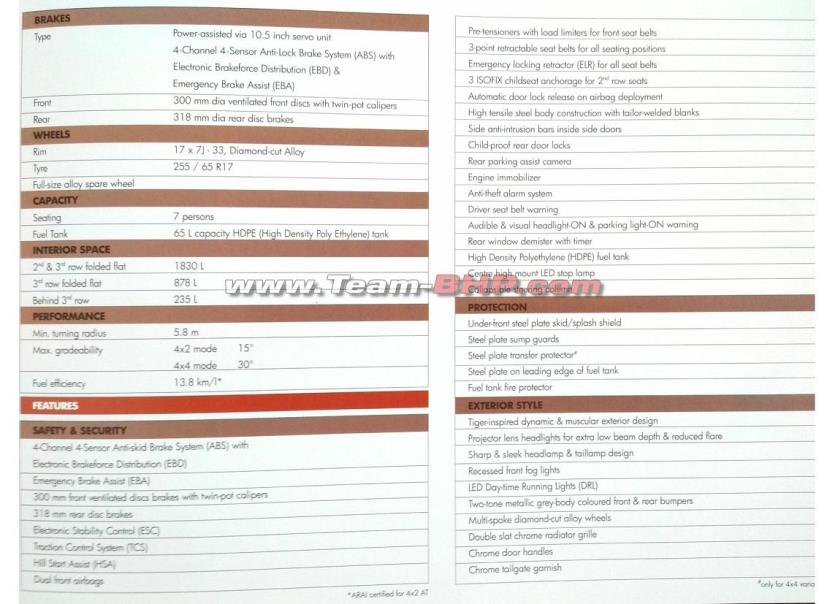 Isuzu MU-X SUV Brochure Lead Prior to Official Launch List of Specifications and Features