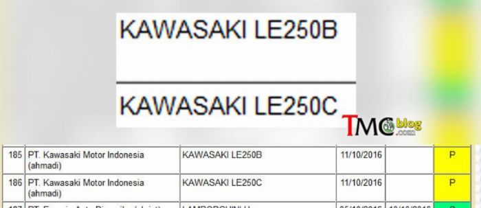 Kawasaki Motor Indonesia filled list for two 250cc adventure motorcycles