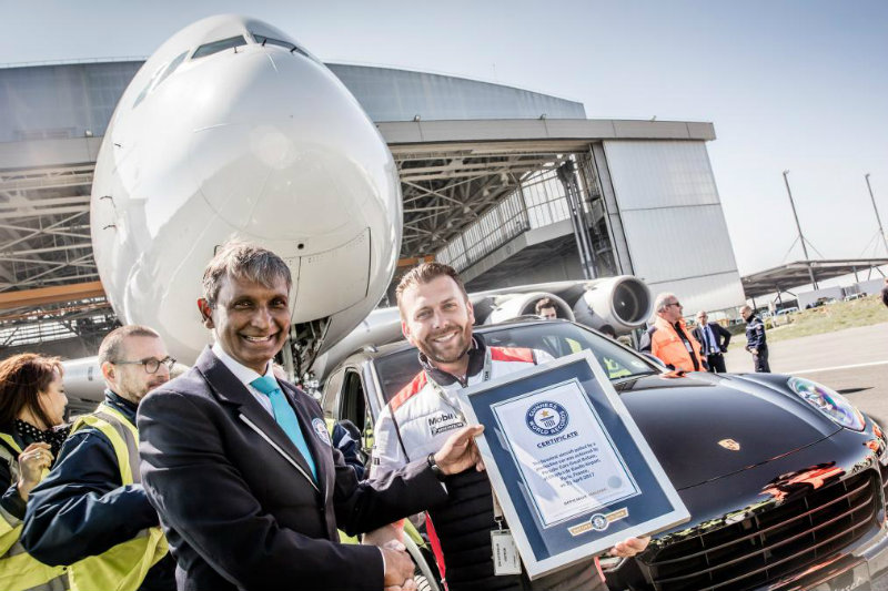 Porsche Cayenne Drags Heaviest Aircraft Airbus A380 listed in Guinness World Record