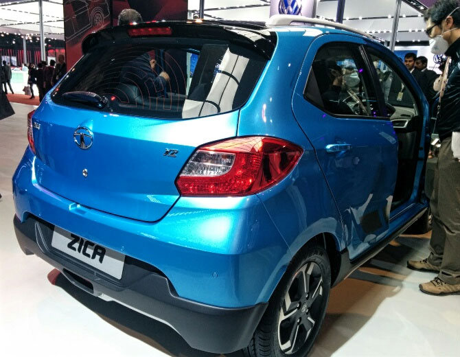 Tata Zica in Aqua Blue Shade at the auto expo