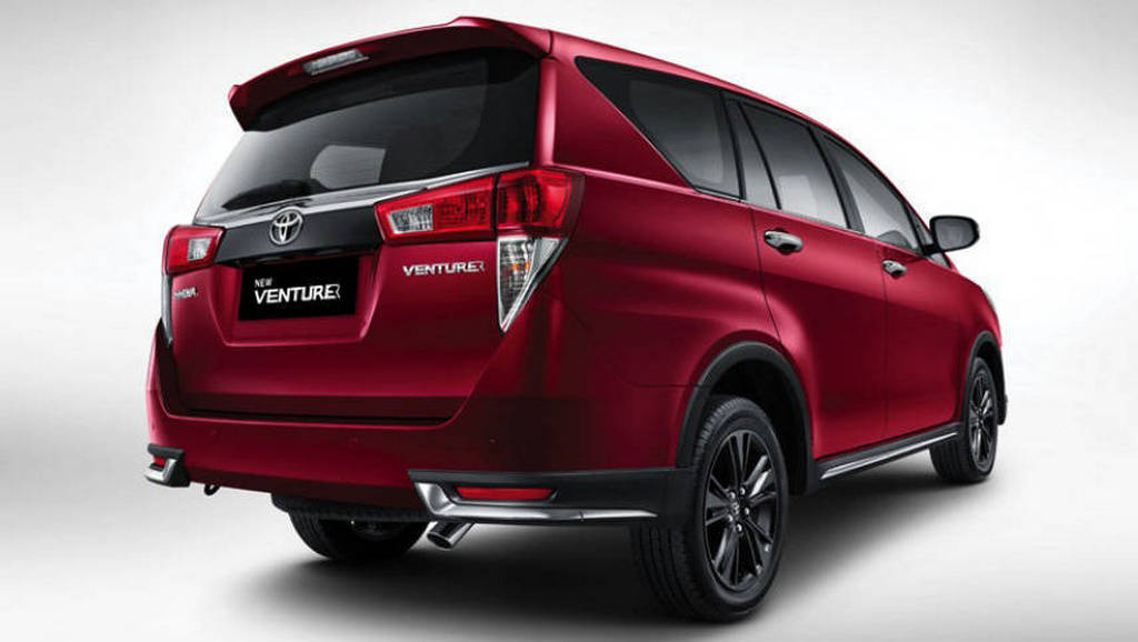 Toyota Innova Crysta Touring Sport as Venturer Wine Red Colour Side Rear Profile 