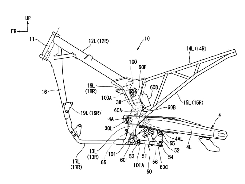 New Honda Transalp patent rigid frame with integrated swing arm 