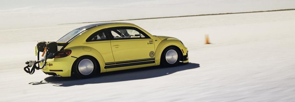 Modified VW Beetle LSR on the salt track