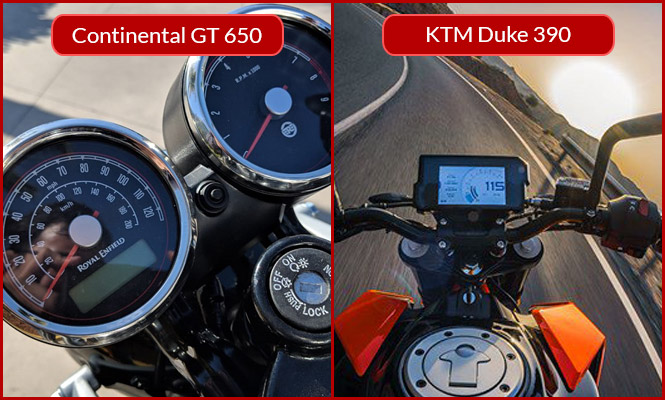 RE Continental GT 650 VS KTM Duke 390 Meter