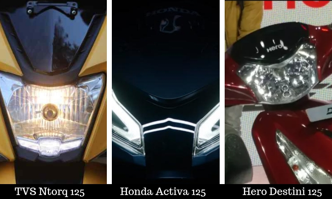Hero Destini 125 Vs Honda Activa 125 Vs TVS NTorq 125 Headlight