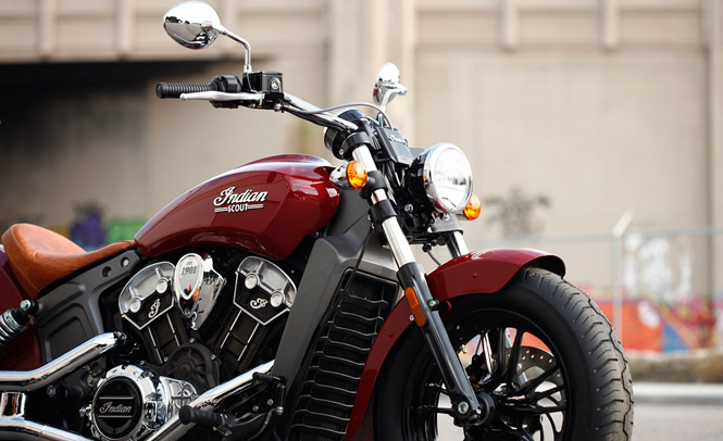 Indian Scout Motorcycle with Iconic Badge and Classic Triangle