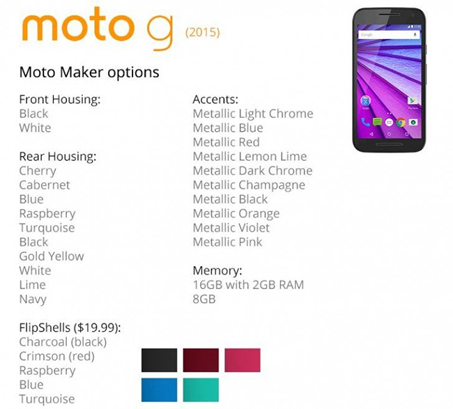 Variety of Colors for Moto G 2015