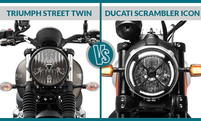 Triumph Street Twin vs Ducati Scrambler Icon Headlight