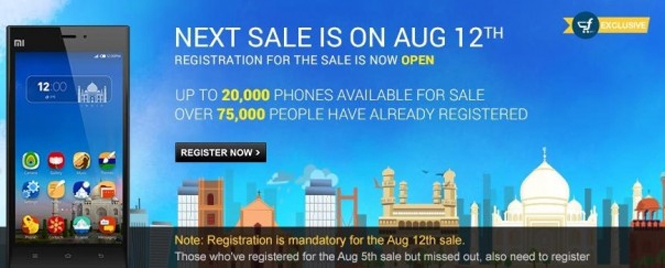 Xiaomi Mi3 sale to begin on August 12